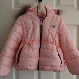Tommy Hilfiger Puff Jacket Pink with Faux Fur Hood 4T